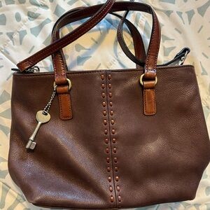 Fossil Dark Brown Leather Shoulder Bag
